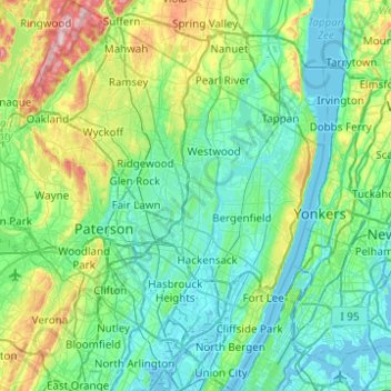 Carte Topographique Bergen County Altitude Relief