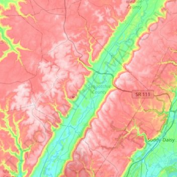 Carte Topographique Sequatchie County Altitude Relief