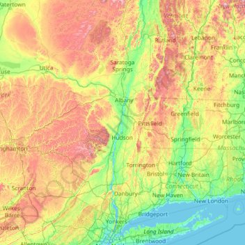 Hudson River On Map Carte Topographique Hudson River, Altitude, Relief