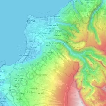 Carte Topographique La Possession Altitude Relief