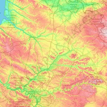 Carte topographique Picardie, altitude, relief