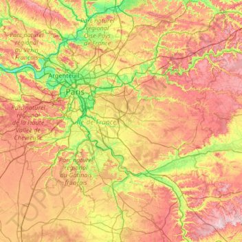 Carte Topographique Ile De France Altitude Relief