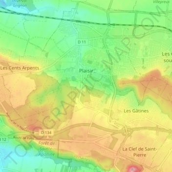 Carte Topographique Plaisir Altitude Relief