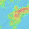 Carte topographique Shikoku, altitude, relief