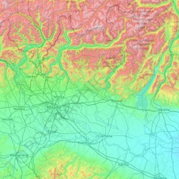  Carte topographique Lombardie  altitude relief