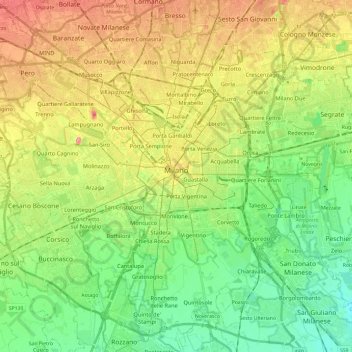  Carte  topographique  Milan altitude relief