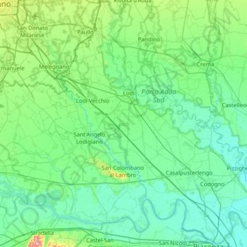  Carte  topographique  Lodi altitude relief