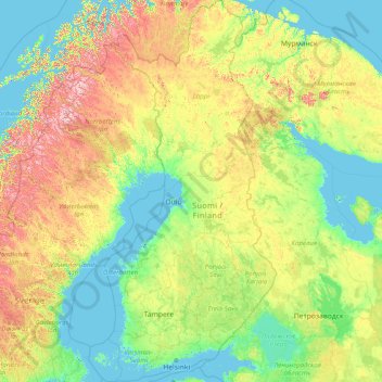 Carte Topographique Finlande Altitude Relief
