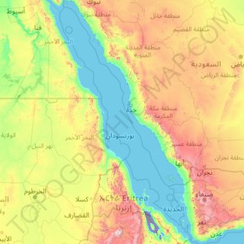 Carte Topographique Mer Rouge Altitude Relief
