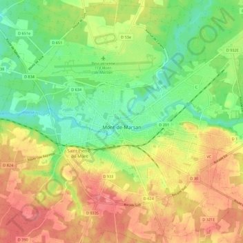 Carte Topographique Mont De Marsan Altitude Relief