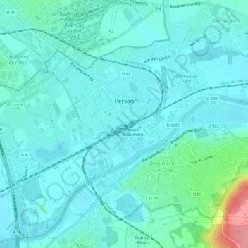 Carte Topographique Persan Altitude Relief