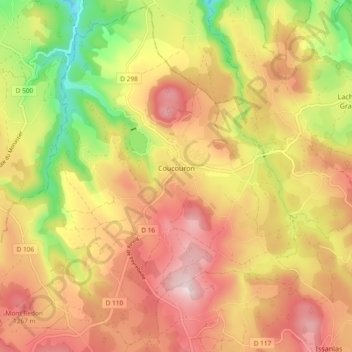 Carte Topographique Coucouron Altitude Relief