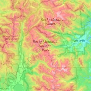 Rocky Mountain National Park Topographic Map Carte Topographique Rocky Mountain National Park, Altitude, Relief