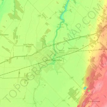 Carte Topographique Saint-Hyacinthe, Altitude, Relief