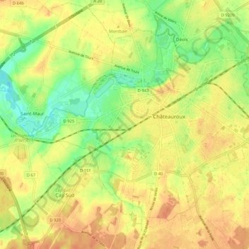 Carte Topographique Chateauroux Altitude Relief