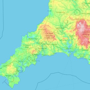 Carte Topographique Cornouailles Altitude Relief