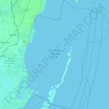 Biscayne National Park Map Carte Topographique Biscayne National Park, Altitude, Relief