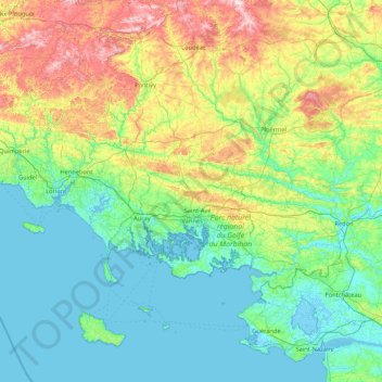 Carte topographique Morbihan, altitude, relief